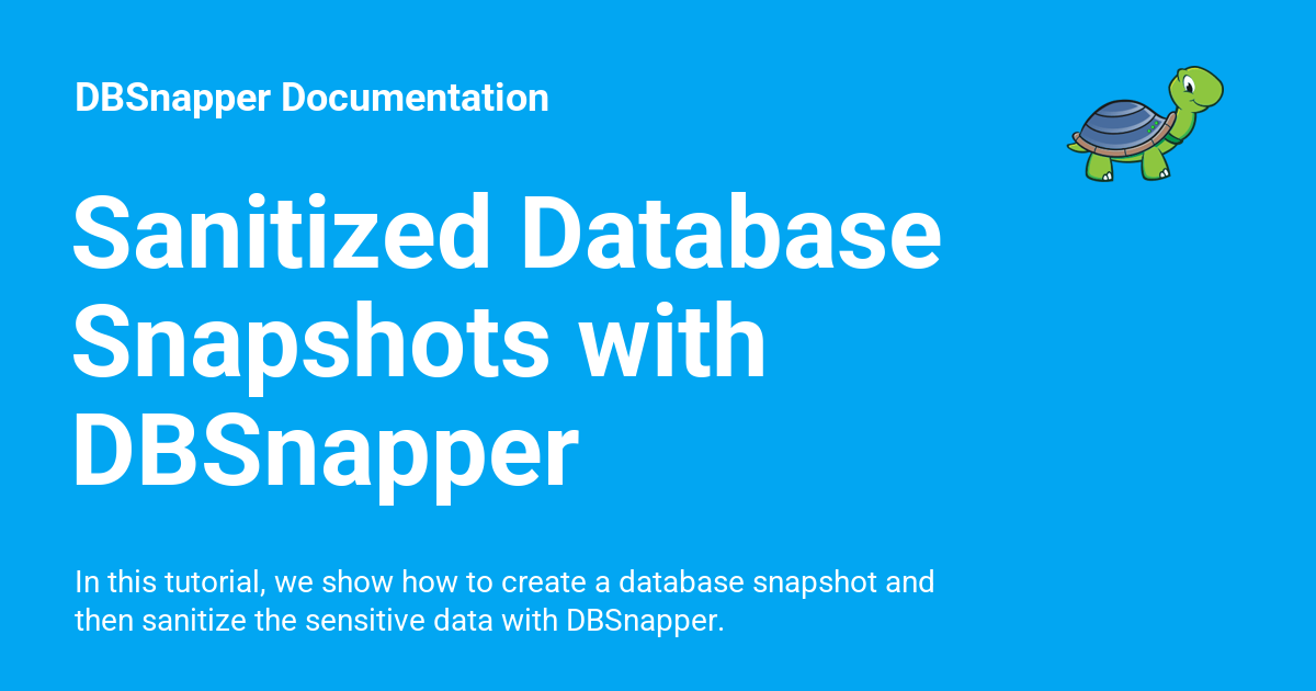 Sanitized Database Snapshots with DBSnapper - DBSnapper Documentation