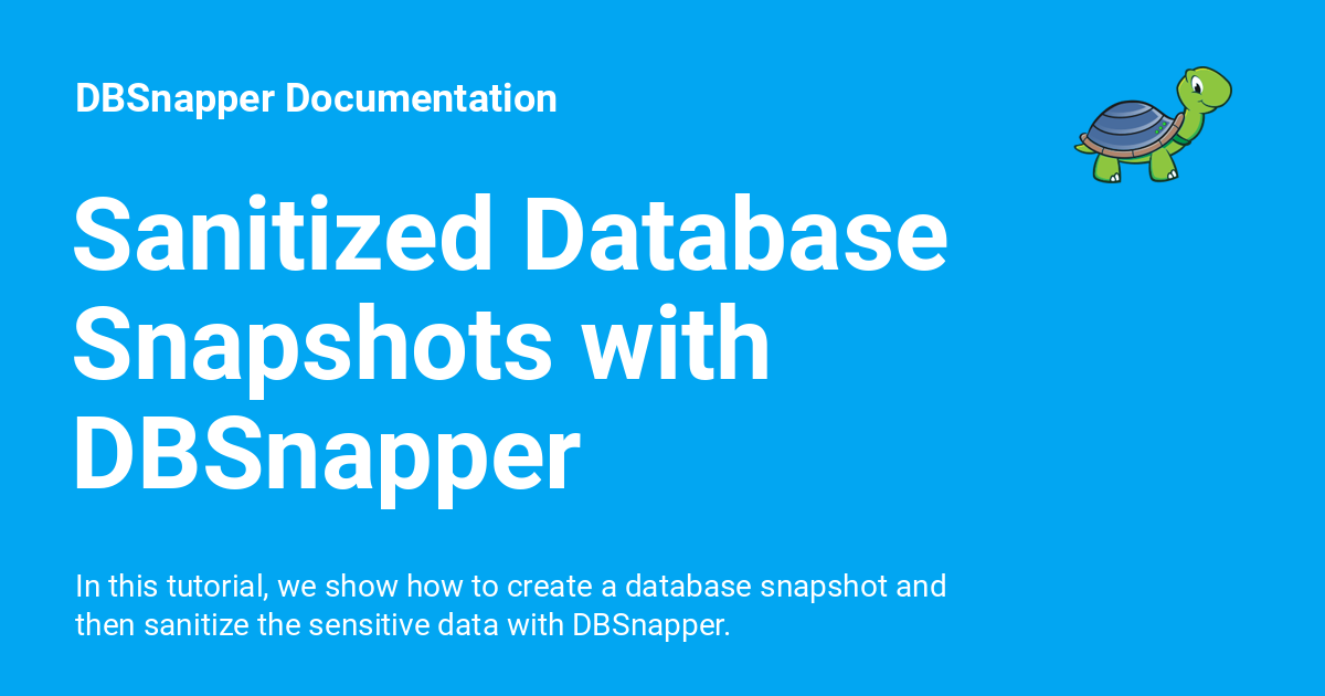 Sanitized Database Snapshots With DBSnapper - DBSnapper Documentation