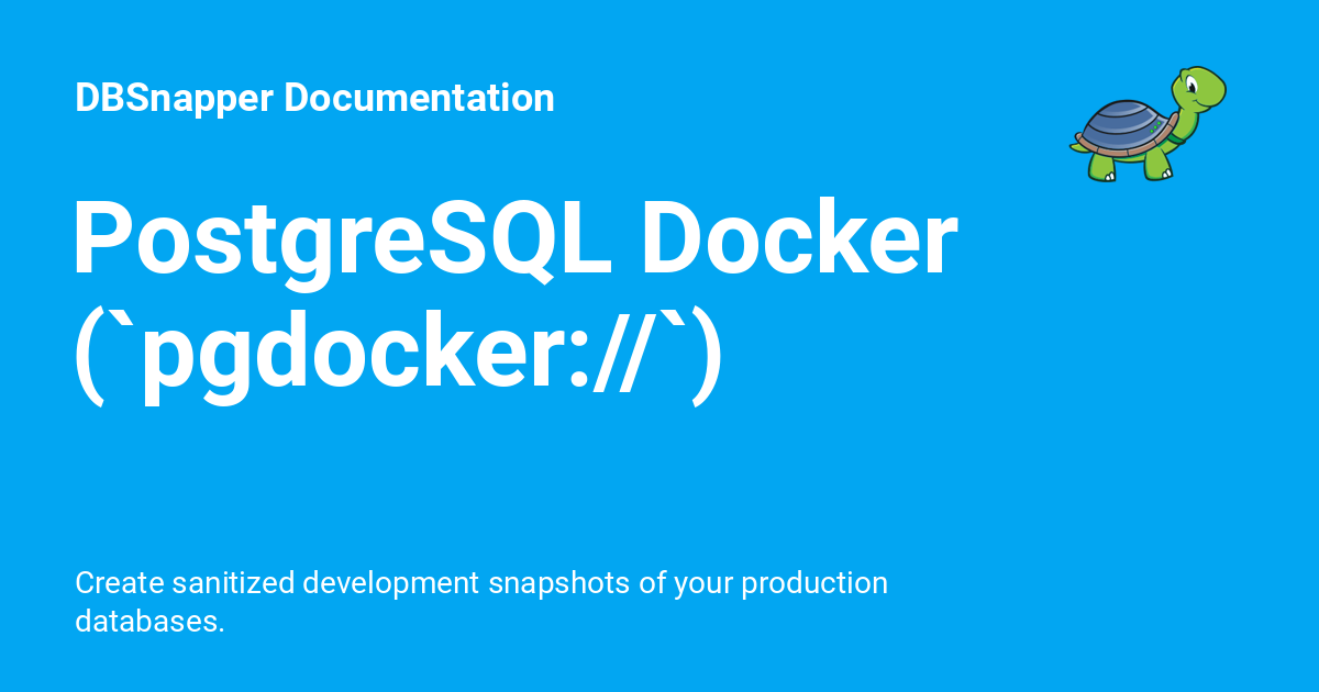 PostgreSQL Docker (pgdocker://) - DBSnapper Documentation