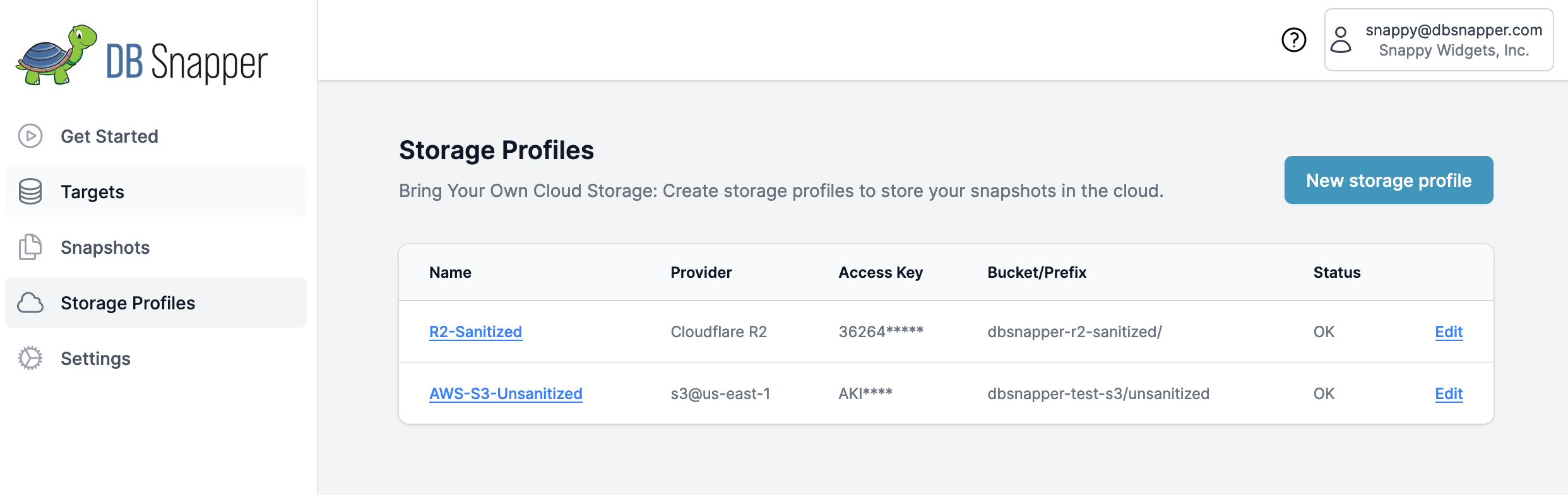DBSnapper Cloud - Storage Profiles