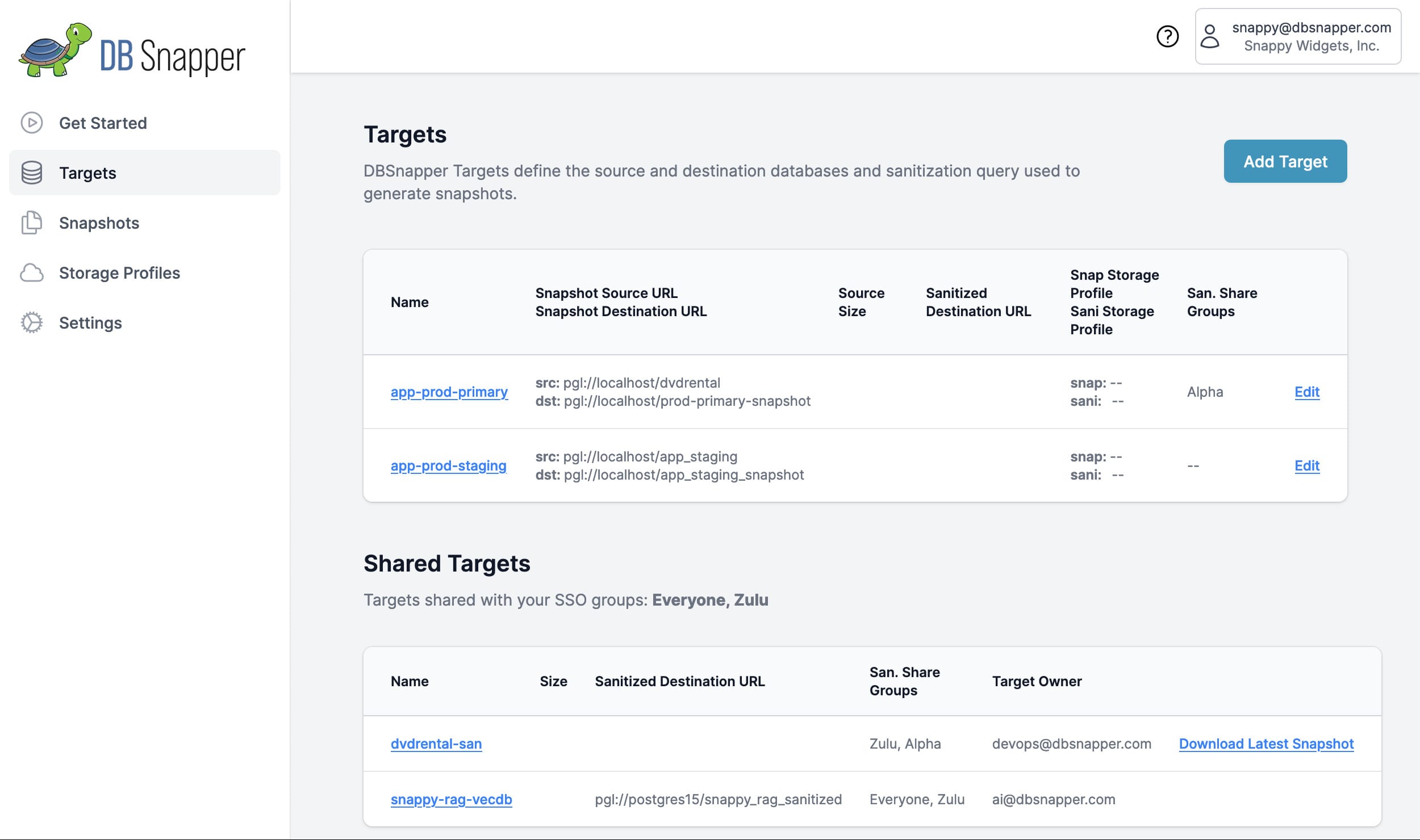 DBSnapper Cloud - All Targets