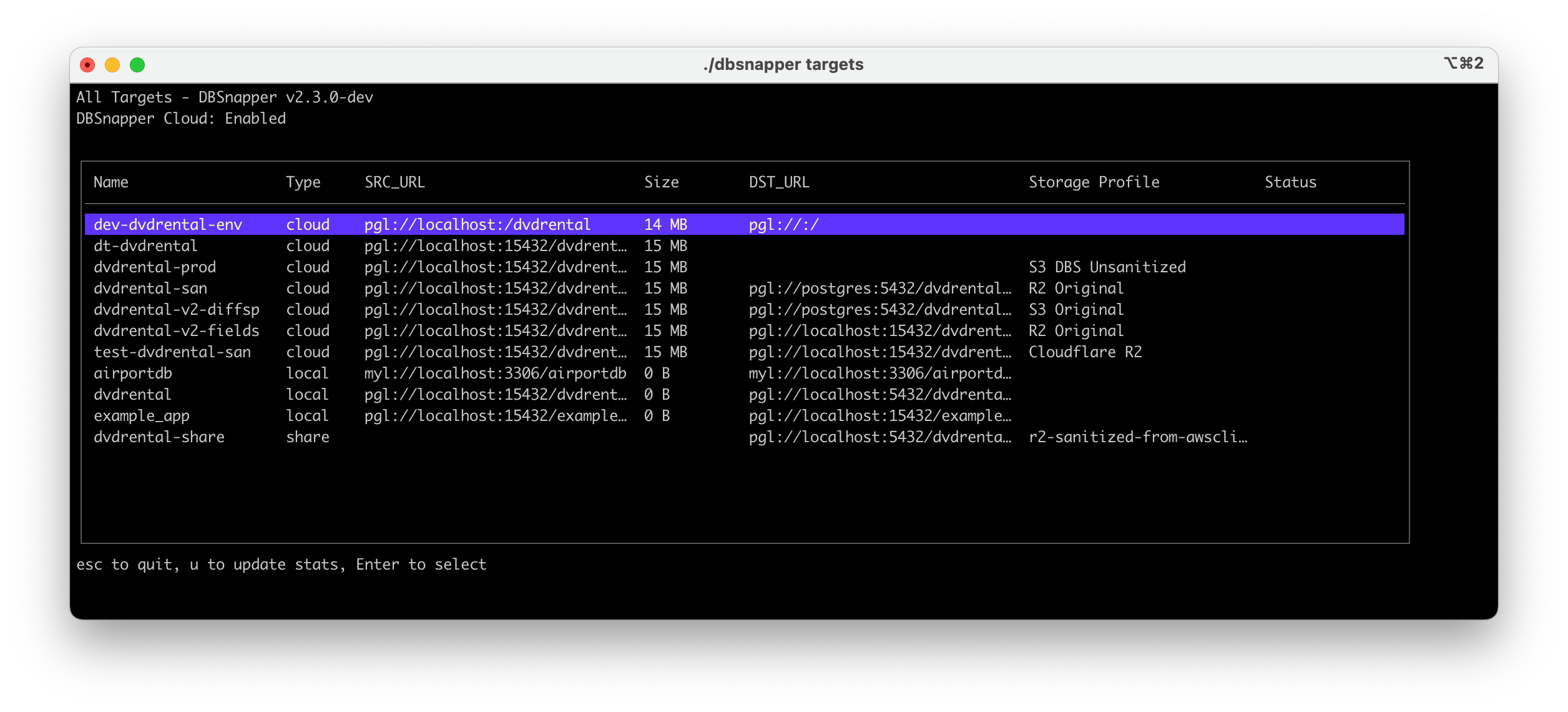 DBSnapper Agent UI - All Targets